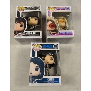 Lot of 3 NEW Funko Pop Rocks Vinyl Figures Cher Janis Joplin Joan Jett